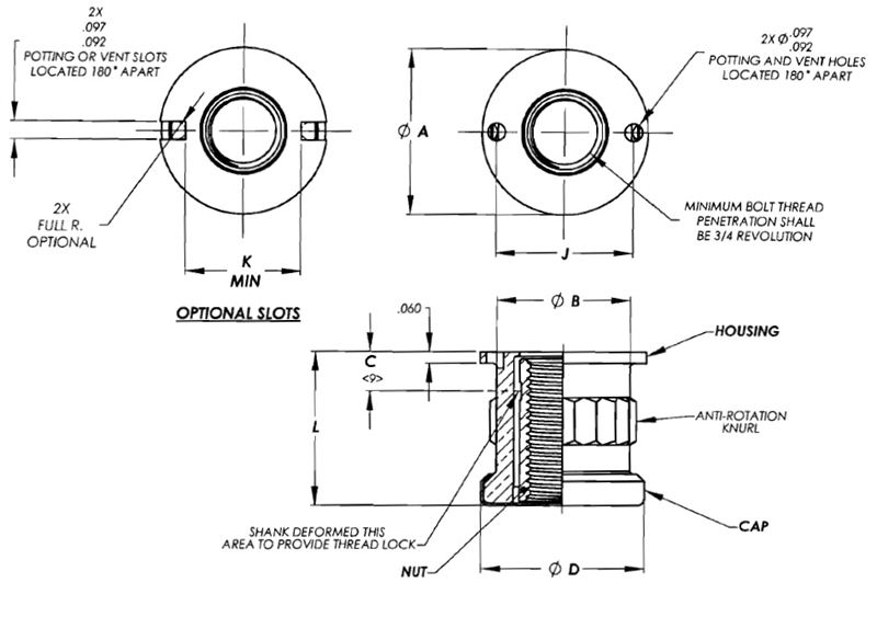 Item # D1835-4P, D1835 Series Delron® Inserts - Floating, Blind Thread ...