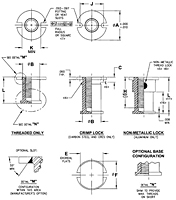 D1836 Series Delron Inserts - Molded-In, Blind Thread, Self-Locking & Non Self-Locking, Lightweight